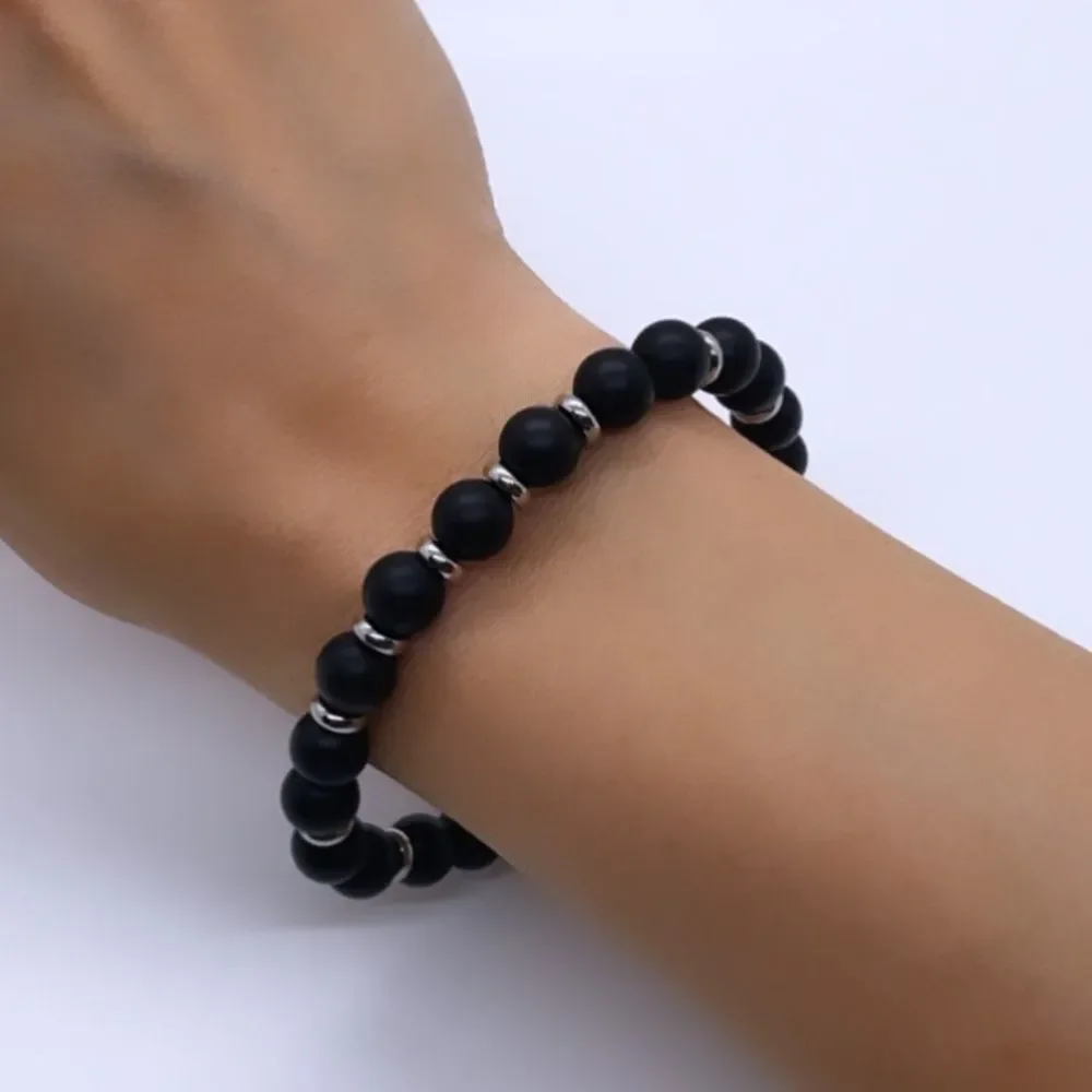 NWT Wool + Pepper Co. Mens Matte Black & Sterling Silver Bracelet